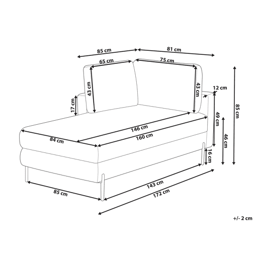 Beliani Chaise longue à direita Pele sintética REBAIS