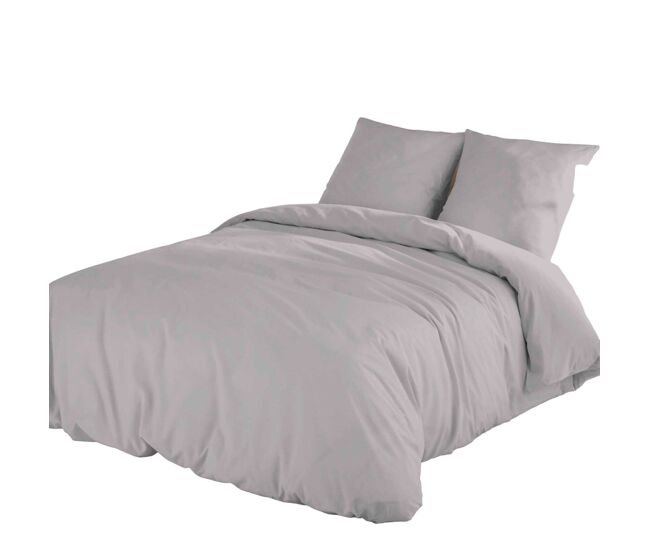 Icehome - funda nórdica lisa 3 piezas cama 180 - microfibra poliéster - fabricado en españa - gris claro
