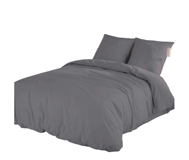 Icehome - funda nórdica lisa 3 piezas cama 180 - microfibra poliéster - fabricado en españa - gris 7