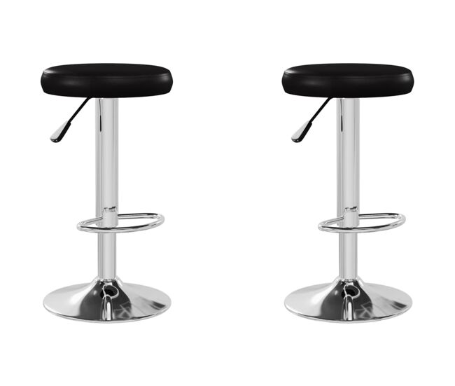 Vidaxl taburetes de cocina 2 unidades cuero sintético negro