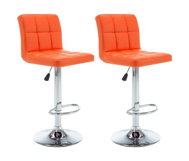 Vidaxl taburetes de cocina 2 unidades cuero sintético naranja