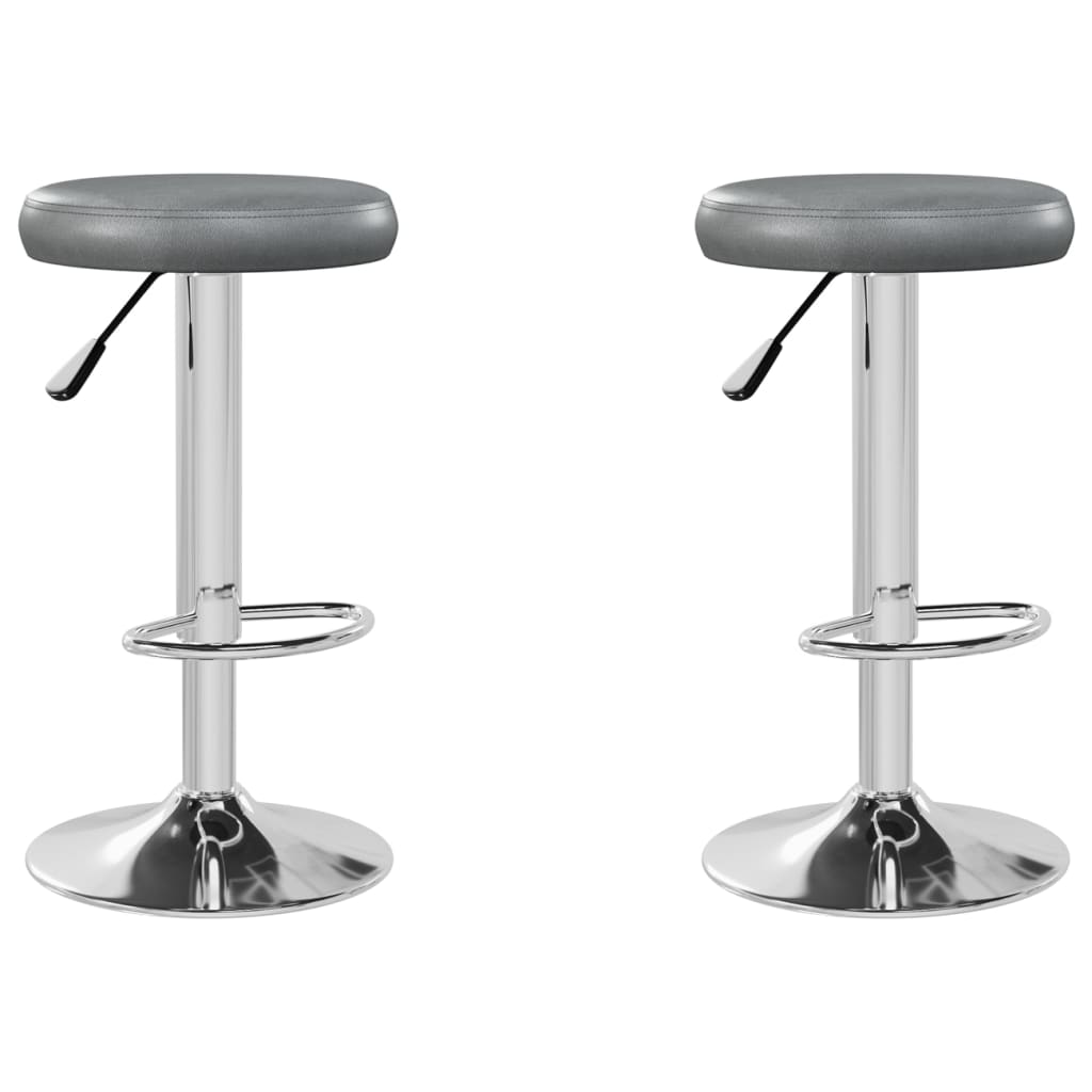 Vidaxl taburetes de cocina 2 unidades cuero sintético gris