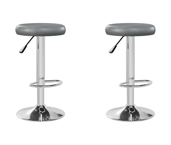 Vidaxl taburetes de cocina 2 unidades cuero sintético gris