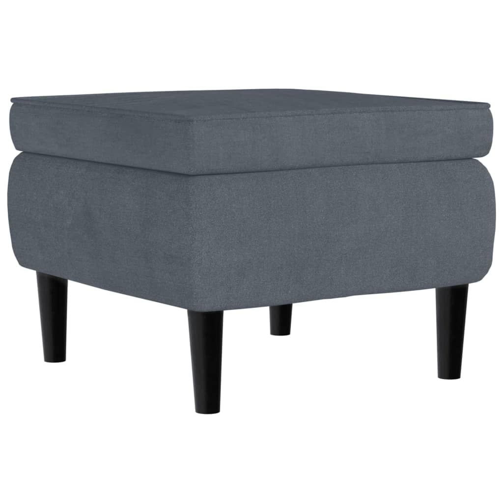 Vidaxl taburete con patas de madera terciopelo gris oscuro