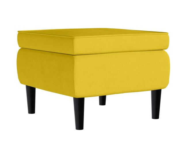 Vidaxl taburete con patas de madera terciopelo amarillo