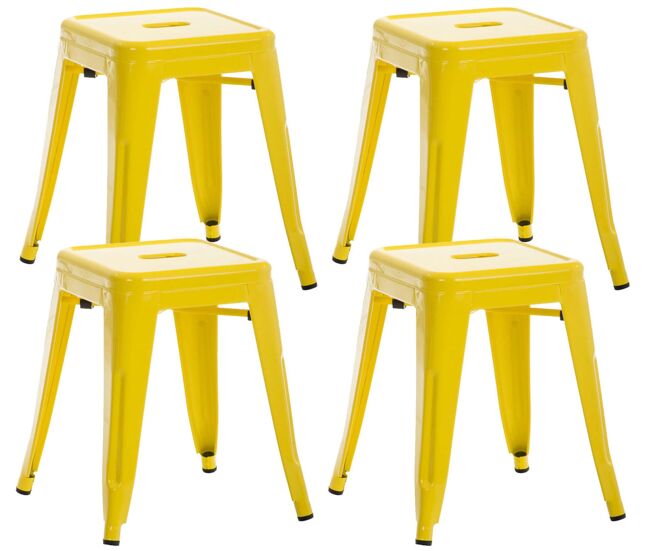 Set de 4 taburetes bajos armin metal amarillo 40x40x46 cm
