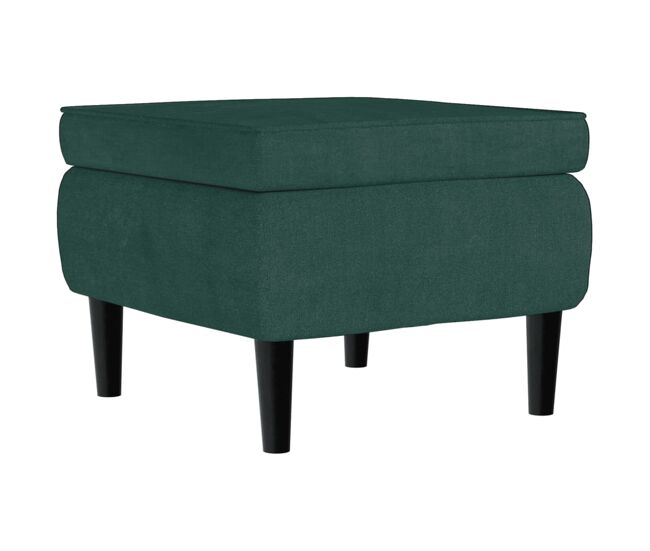 Vidaxl taburete con patas de madera terciopelo verde oscuro