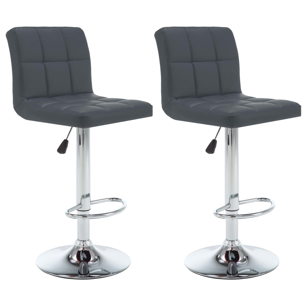 Vidaxl taburetes de cocina 2 unidades cuero sintético gris