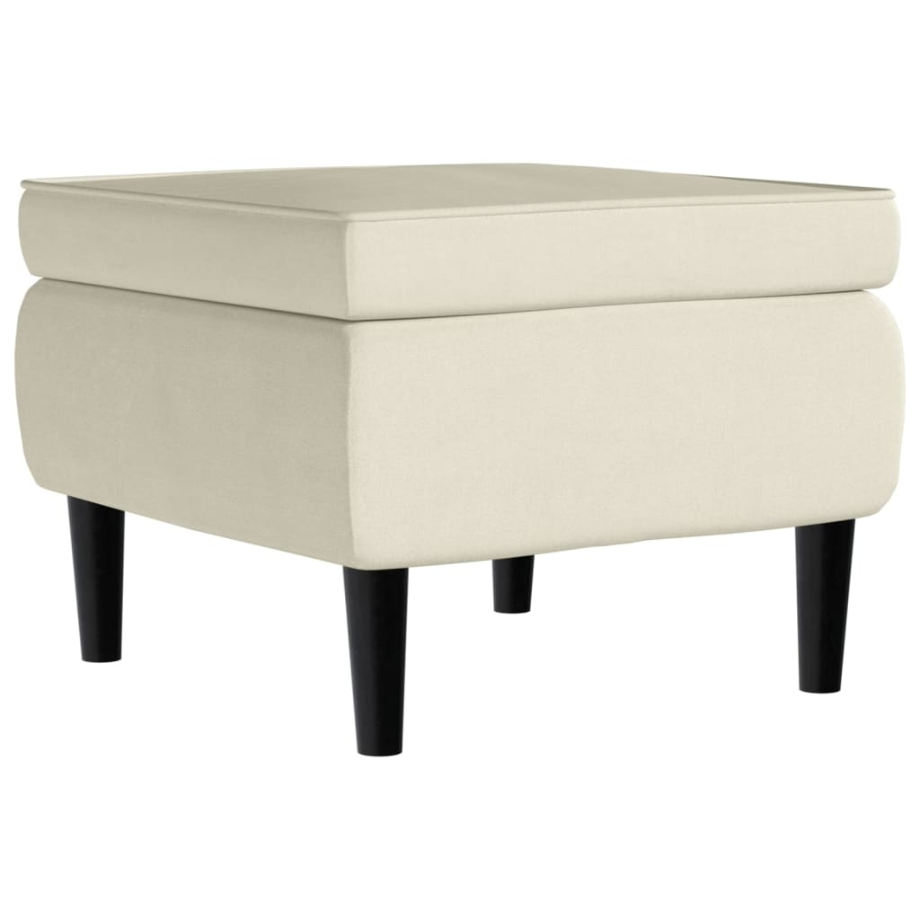 Vidaxl taburete con patas de madera y terciopelo color crema