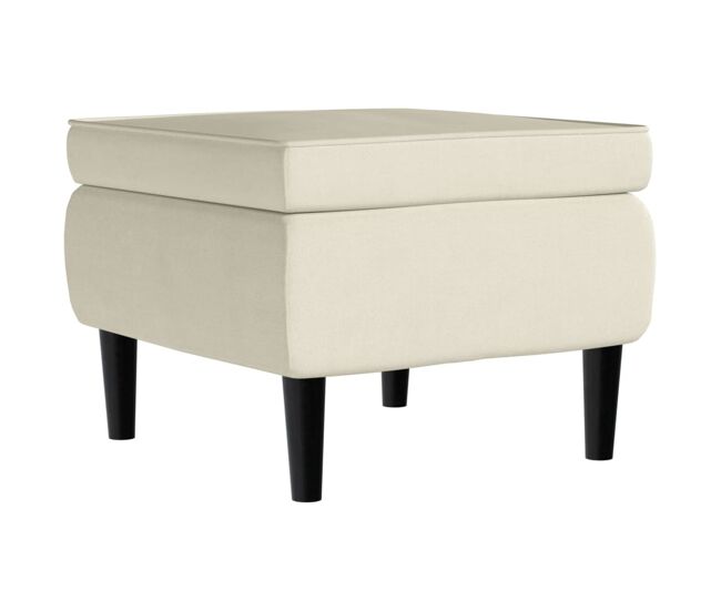 Vidaxl taburete con patas de madera y terciopelo color crema