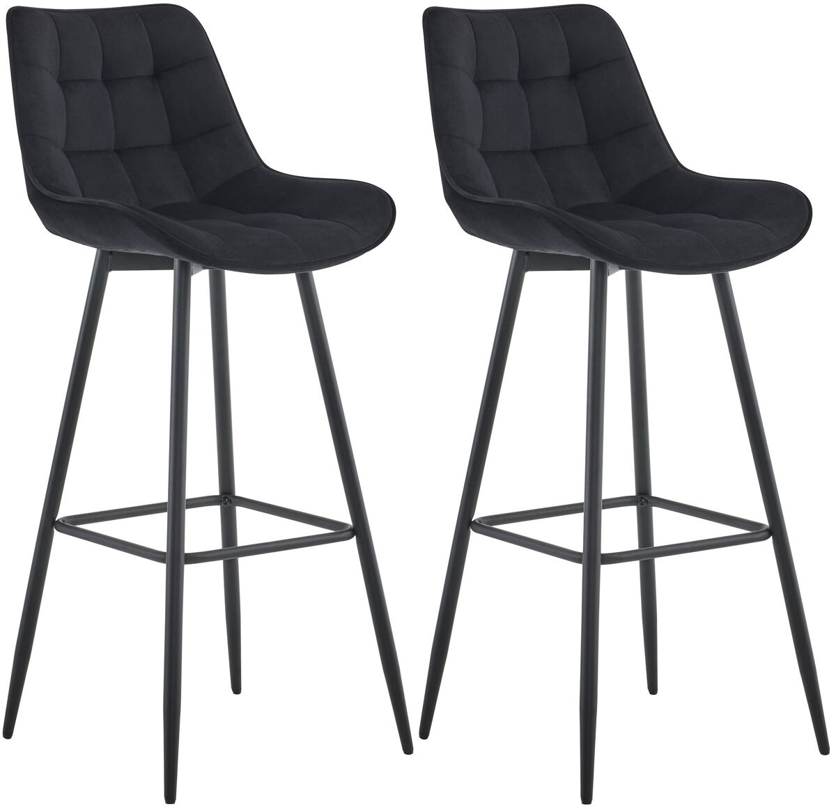 Set de 2 taburetes de bar dartford terciopelo negro 52x47x106 cm