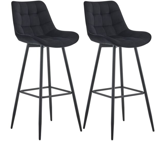 Set de 2 taburetes de bar dartford terciopelo negro 52x47x106 cm