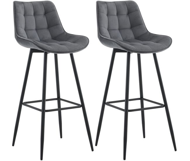 Set de 2 taburetes de bar dartford terciopelo gris oscuro 52x47x106 cm