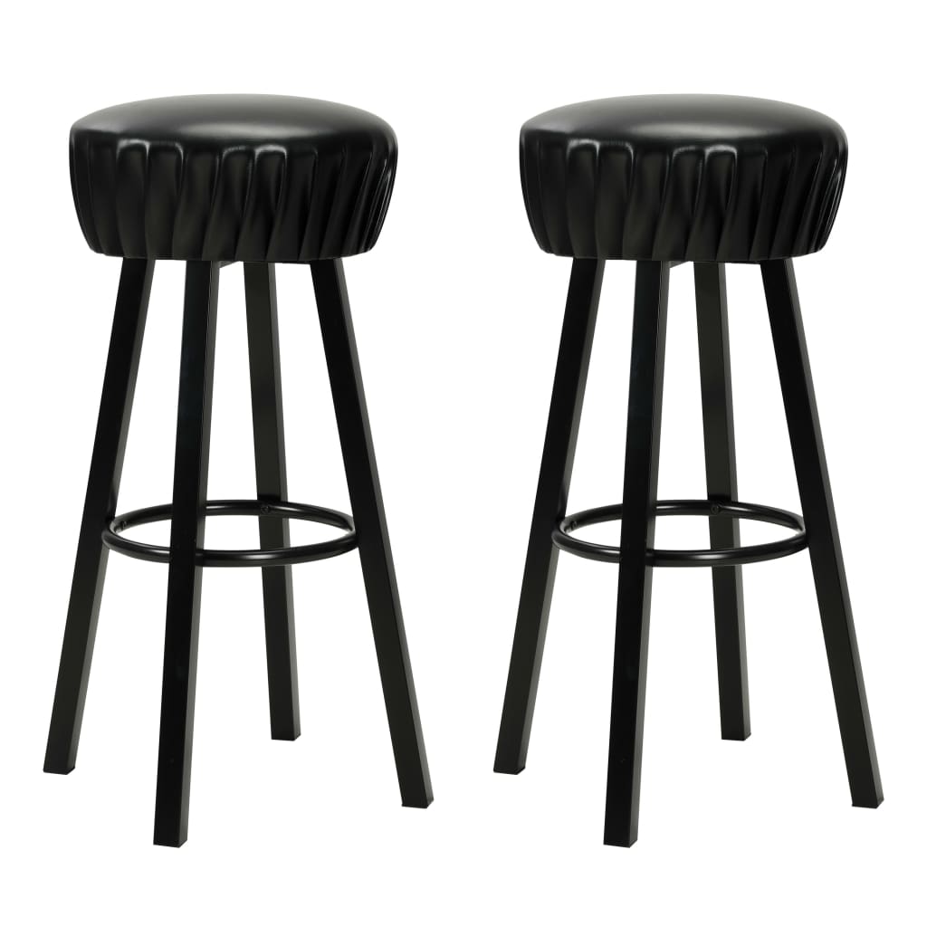 Vidaxl taburetes de cocina 2 unidades cuero sintético negro