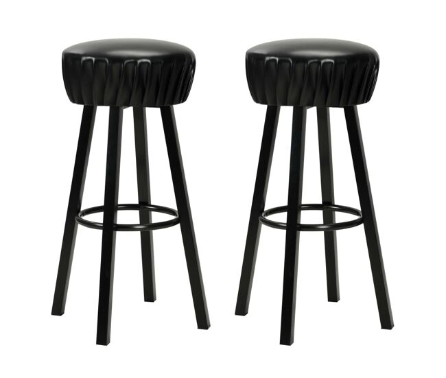 Vidaxl taburetes de cocina 2 unidades cuero sintético negro