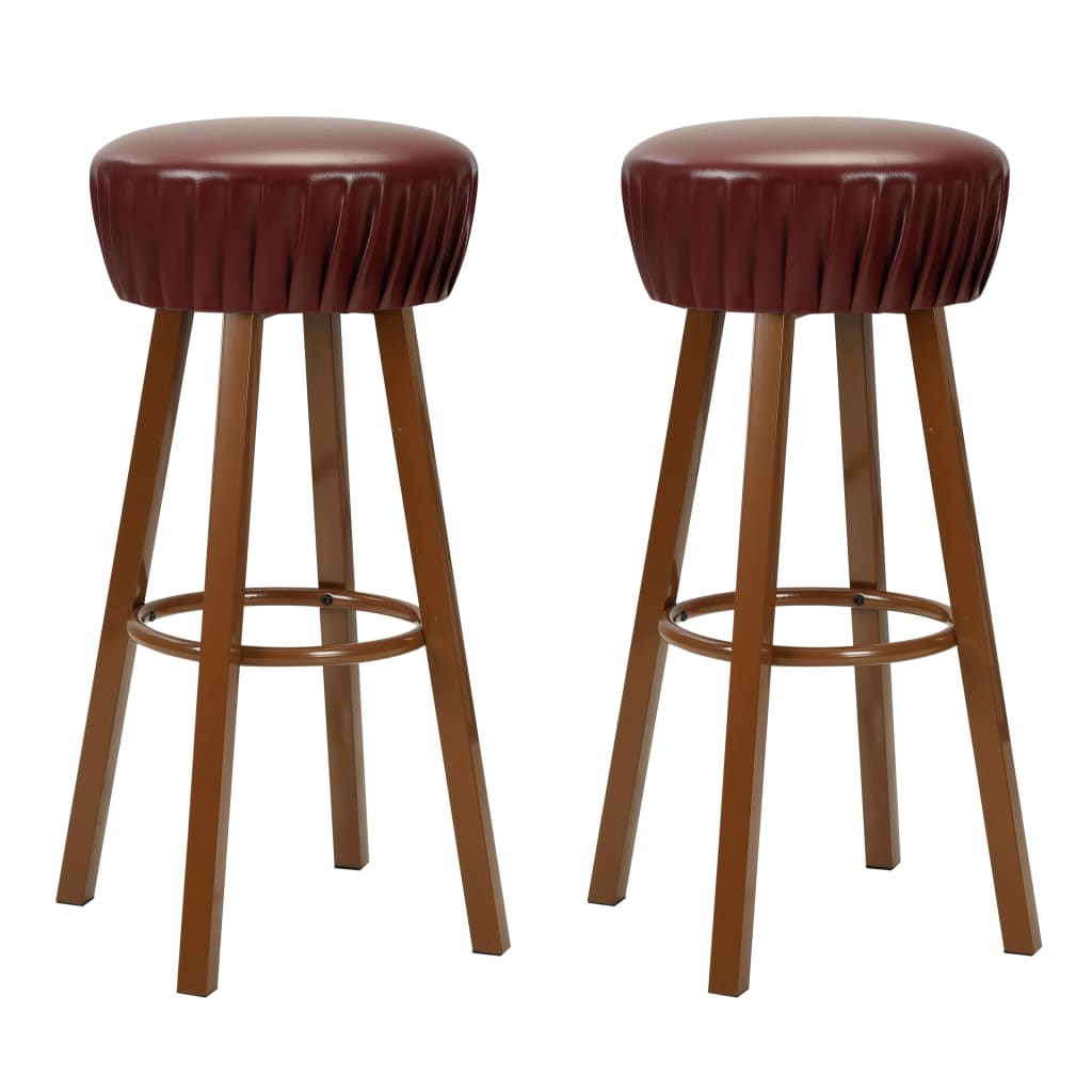 Vidaxl taburetes de cocina 2 unidades cuero sintético marrón