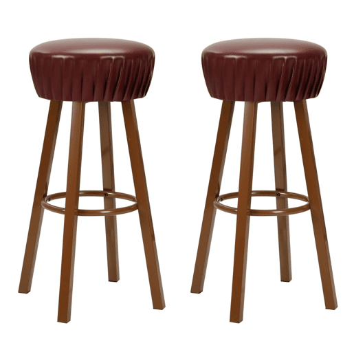 vidaXL Bancos de bar 2 pcs couro artificial castanho vidaXL Bancos de bar 2 pcs couro artificial castanho