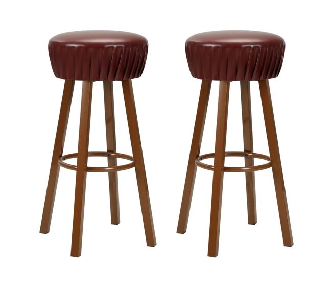 Vidaxl taburetes de cocina 2 unidades cuero sintético marrón