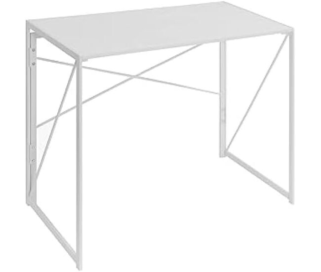Escritorio de ordenador plegable, modelo practic de 100 x 50 cm mesa escritorio moderno con estructura metálica(blanco)