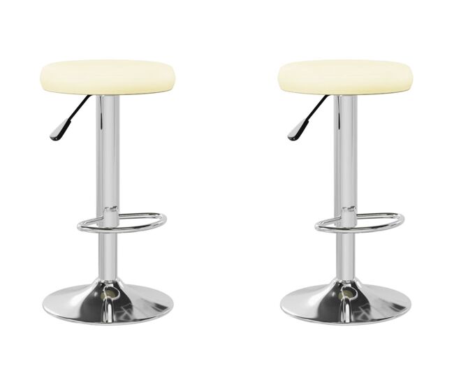 Vidaxl taburetes de cocina 2 unidades cuero sintético color crema