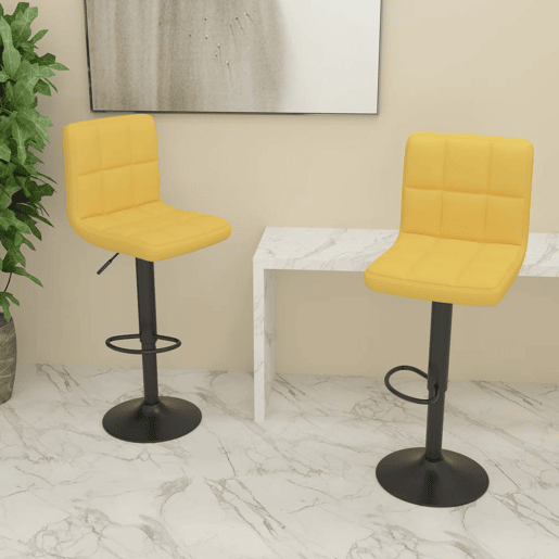 vidaXL Bancos de bar 2 pcs tecido amarelo mostarda vidaXL Bancos de bar 2 pcs tecido amarelo mostarda