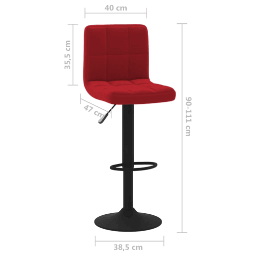 vidaXL Bancos de bar 2 pcs veludo vermelho tinto vidaXL Bancos de bar 2 pcs veludo vermelho tinto