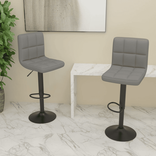 vidaXL Bancos de bar 2 pcs tecido cinzento-claro vidaXL Bancos de bar 2 pcs tecido cinzento-claro