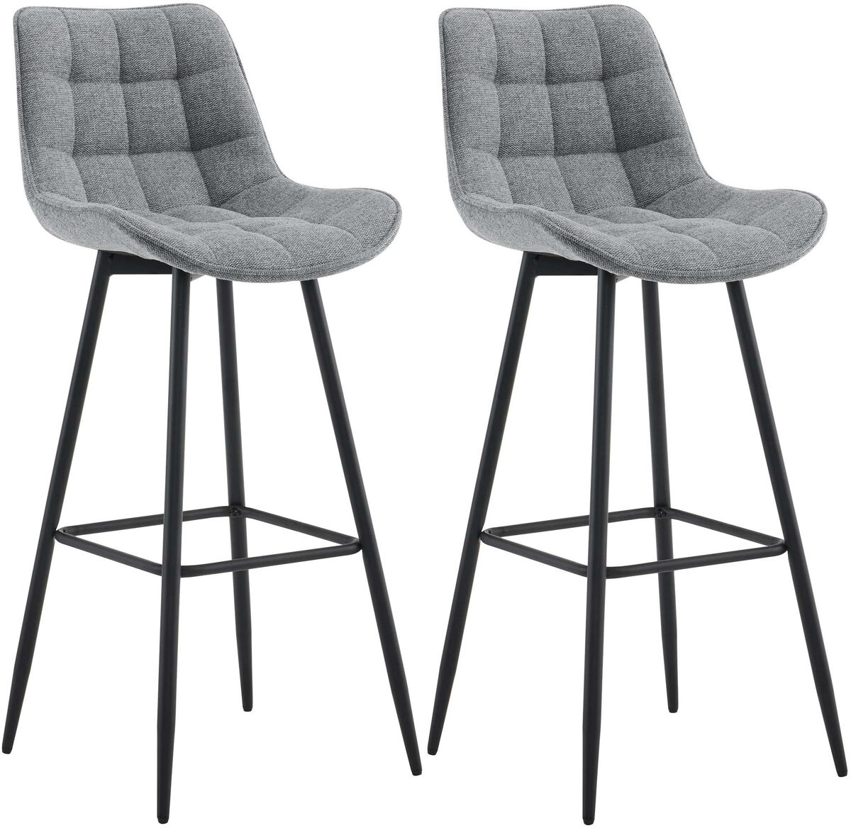 Set de 2 taburetes de bar dartford tela gris 52x47x106 cm