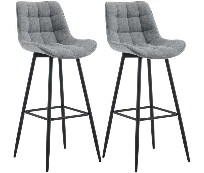 Set de 2 taburetes de bar dartford tela gris 52x47x106 cm