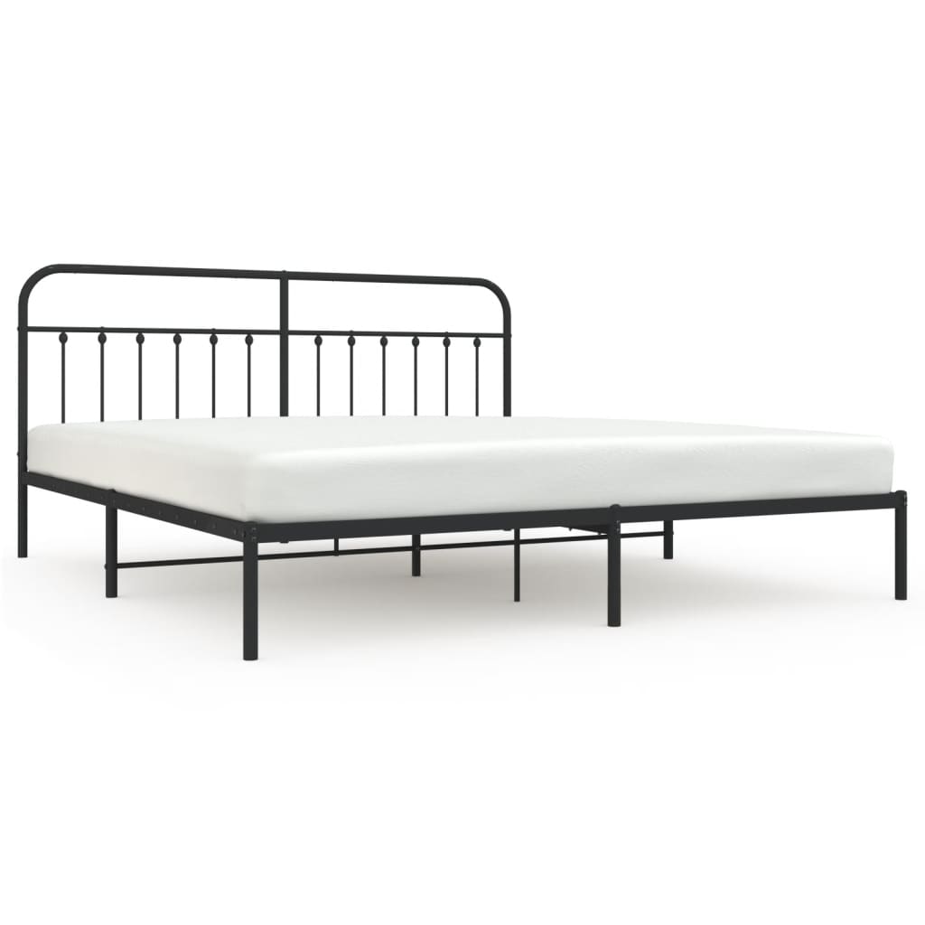 Estructura de cama con cabecero metal negro 200x200 cm con cabecero