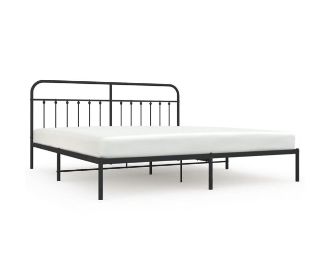 Estructura de cama con cabecero metal negro 200x200 cm con cabecero