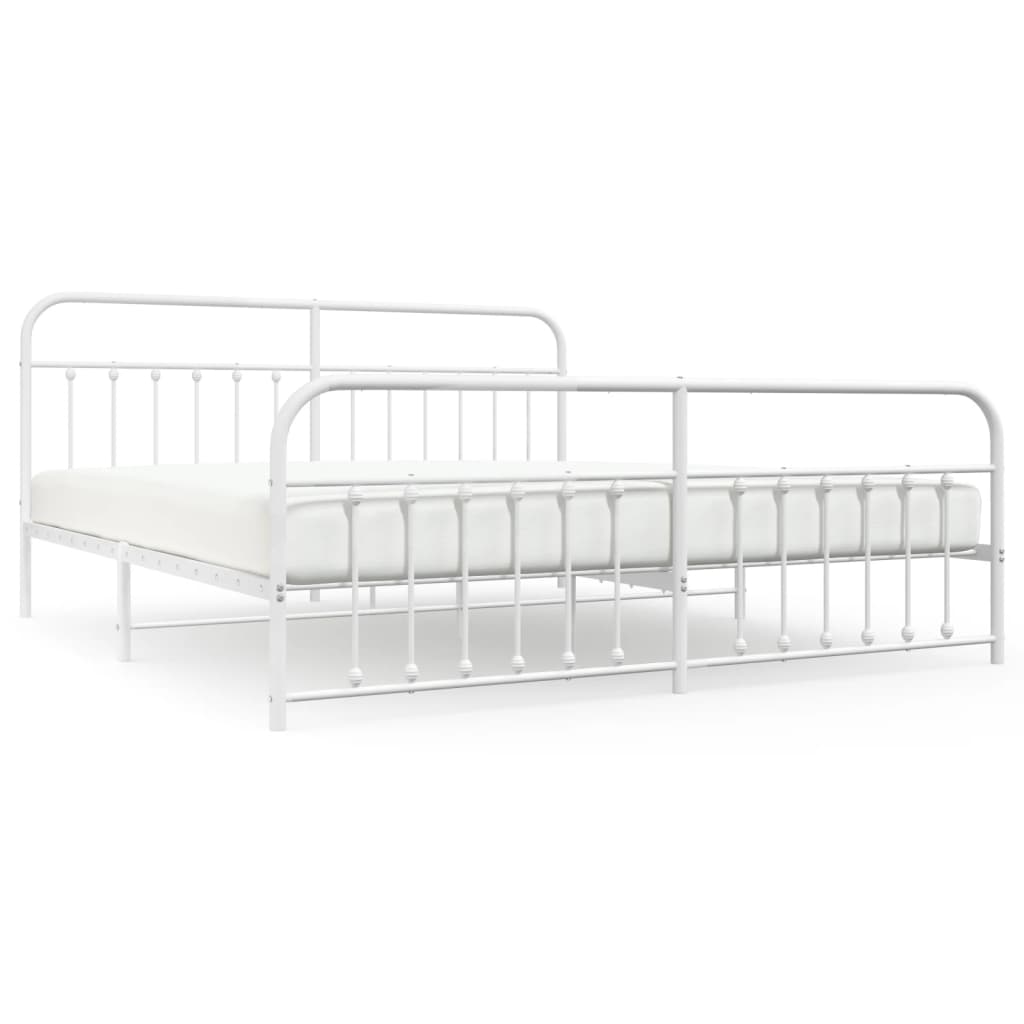 Estructura cama metal con cabecero y estribo blanco 200x200 cm con cabecero y pie de cama