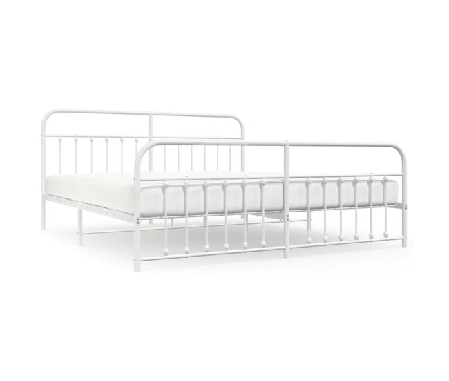 Estructura cama metal con cabecero y estribo blanco 200x200 cm con cabecero y pie de cama