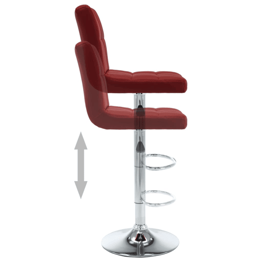 vidaXL Bancos de bar 2 pcs couro artificial vermelho tinto