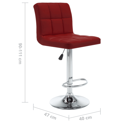 vidaXL Bancos de bar 2 pcs couro artificial vermelho tinto