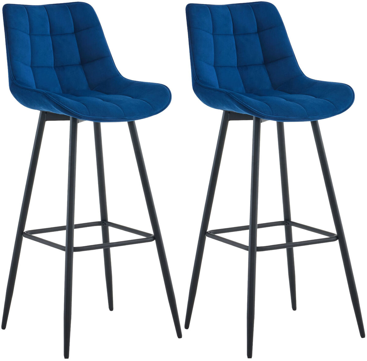 Set de 2 taburetes de bar dartford terciopelo azul 52x47x106 cm