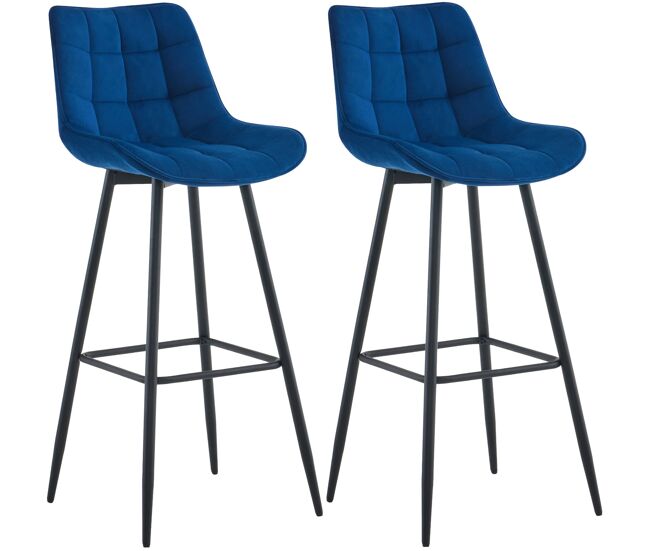 Set de 2 taburetes de bar dartford terciopelo azul 52x47x106 cm
