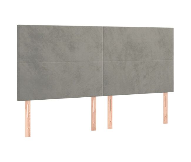 Cabeceros 4 unidades de terciopelo gris claro 100x5x78/88 cm alto
