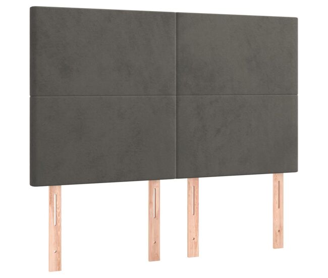 Cabeceros 4 unidades terciopelo gris oscuro 72x5x78/88 cm alto