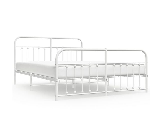 Estructura cama metal con cabecero y pie cama blanco 183x213 cm con cabecero y pie de cama