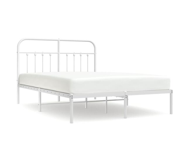 Estructura de cama de metal con cabecero blanca 150x200 cm con cabecero