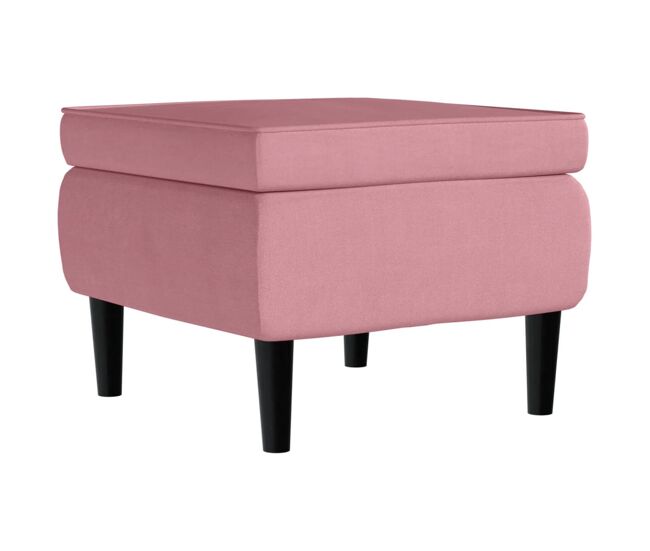 Vidaxl taburete con patas de madera terciopelo rosa