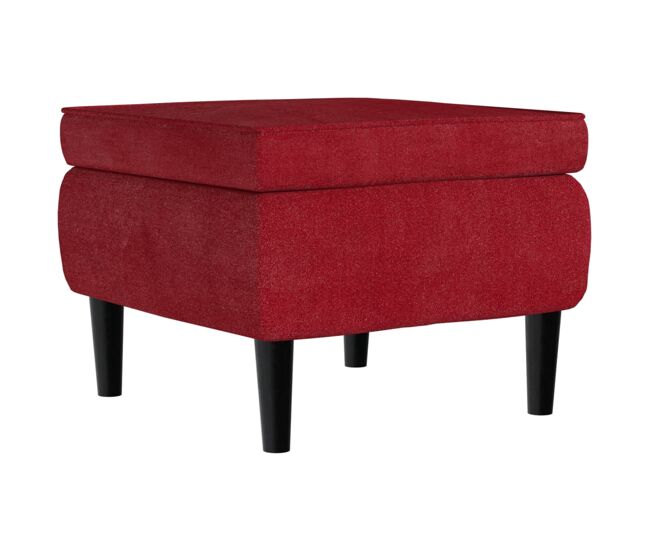 Vidaxl taburete con patas de madera terciopelo rojo tinto