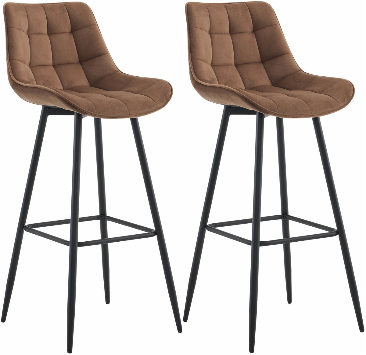 Set de 2 taburetes de bar dartford terciopelo marrón 52x47x106 cm