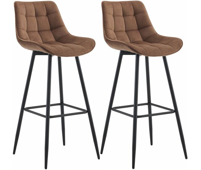 Set de 2 taburetes de bar dartford terciopelo marrón 52x47x106 cm