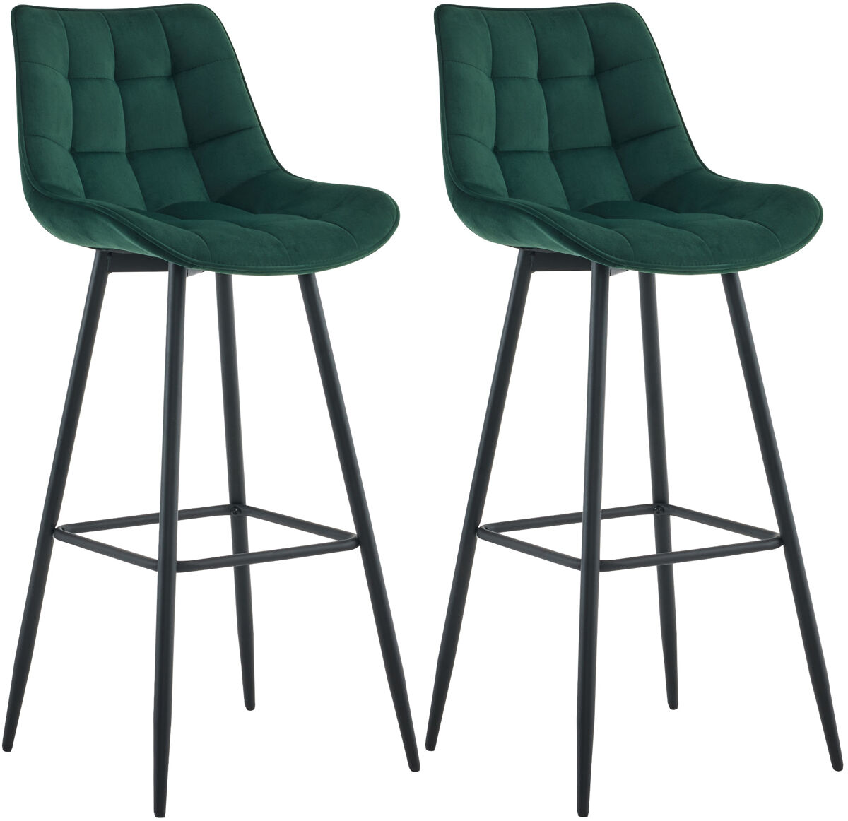 Set de 2 taburetes de bar dartford terciopelo verde 52x47x106 cm