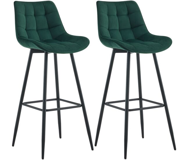 Set de 2 taburetes de bar dartford terciopelo verde 52x47x106 cm