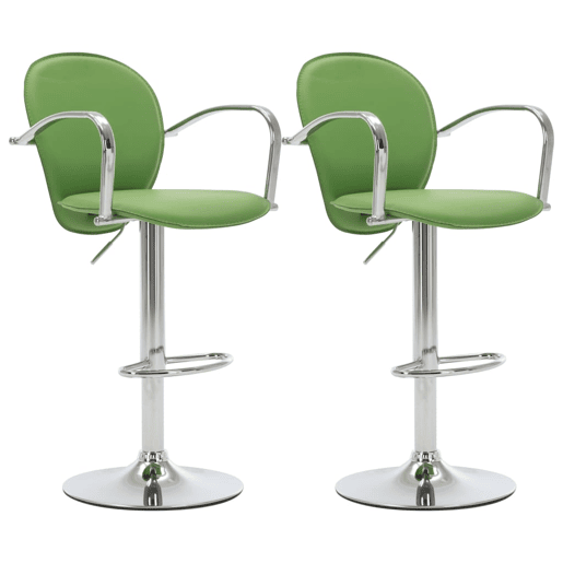 vidaXL Bancos de bar com apoios de braços 2 pcs couro artificial verde