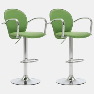 vidaXL Bancos de bar com apoios de braços 2 pcs couro artificial verde