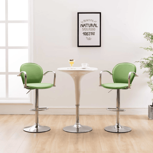 vidaXL Bancos de bar com apoios de braços 2 pcs couro artificial verde